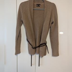 Women’s Taupe Open-Front Knit Cardigan